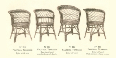 Anciens modèles de fauteuils en osier